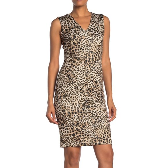 Calvin Klein Dresses & Skirts - Calvin Klein Sleeveless Animal Print Sheath V-Neck Dress Size 2